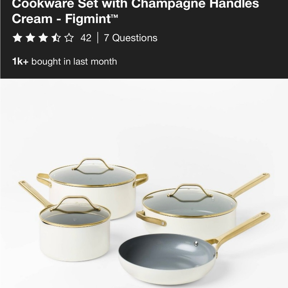 Figmint Cream Cookware Set with Gold Accents 
BRAND NEW/STILL IN BOX
